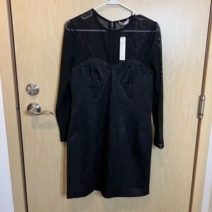 NWT Alice + Olivia Takako Mesh Long Sleeve Minidress